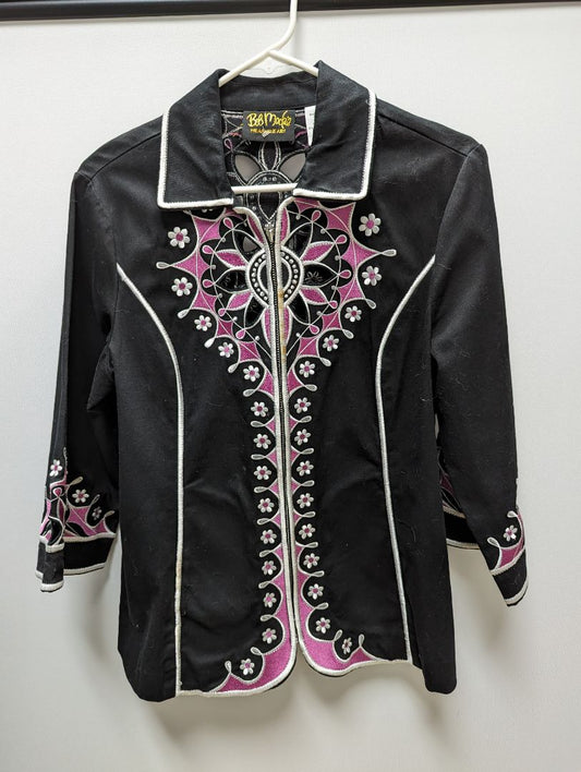 Bob Mackie Black and Pink Floral Cutout Jacket