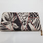 Black/White/Red Stitched Patterned Zippered Wallet