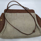 magnum Beige Leather Woven Crossbody Purse