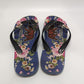 California Love Blue Bear Graphic Floral Flip Flop