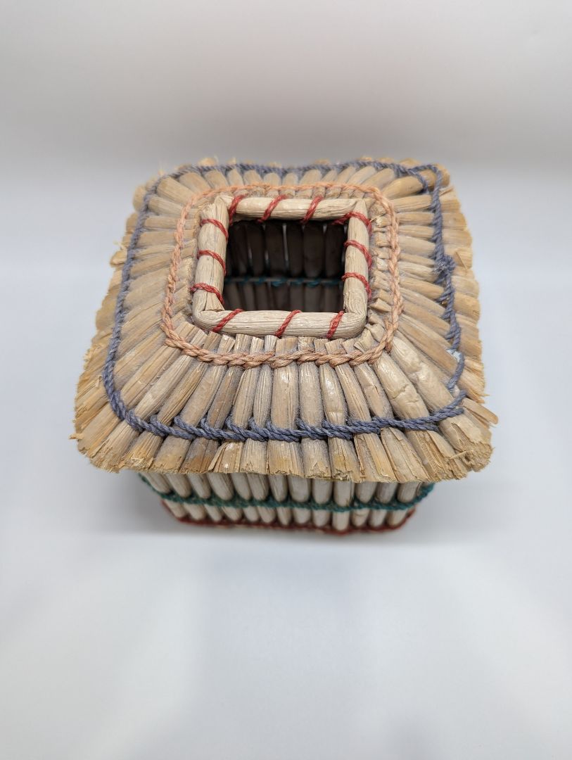 Tan Wood and String Tiki Hut Tissue Holder