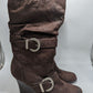 Skechers Brown 2 Buckle Mid-Calf Suede Boots