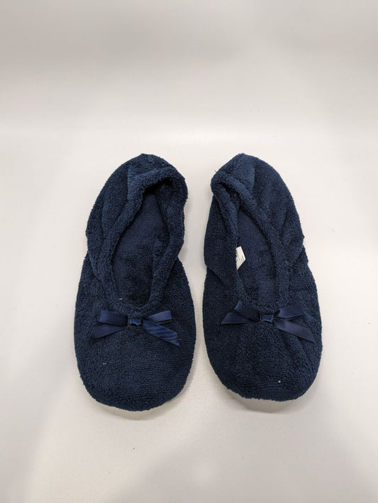 isotoner Navy Fur Ribbon Slippers