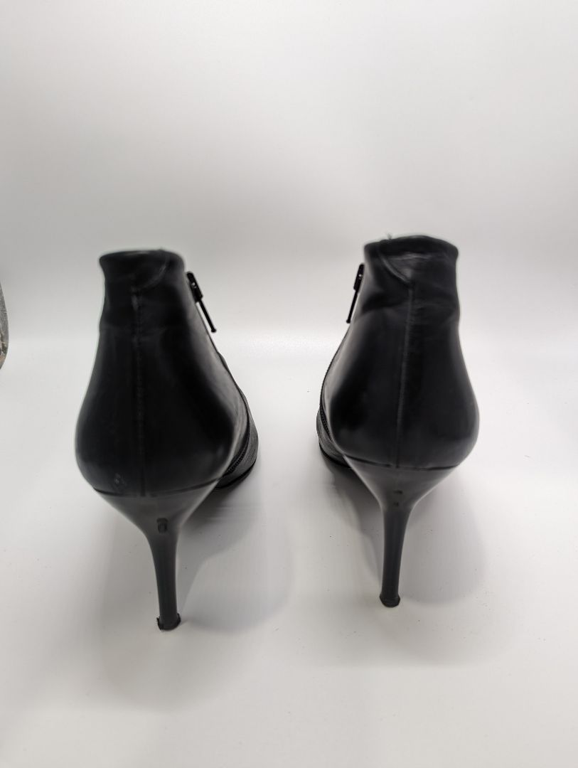 Bebe Black Leather Bootie Heels