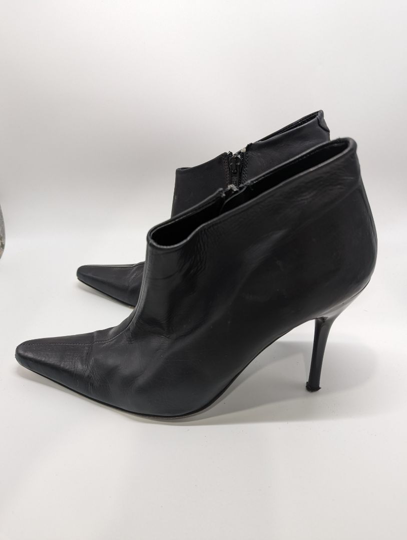 Bebe Black Leather Bootie Heels