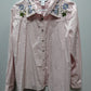 Susan Graver Pink Embroidered Button Up Blouse