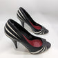 White House Black Market Black/White "Daughtry" Striped Heels