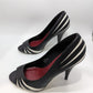 White House Black Market Black/White "Daughtry" Striped Heels