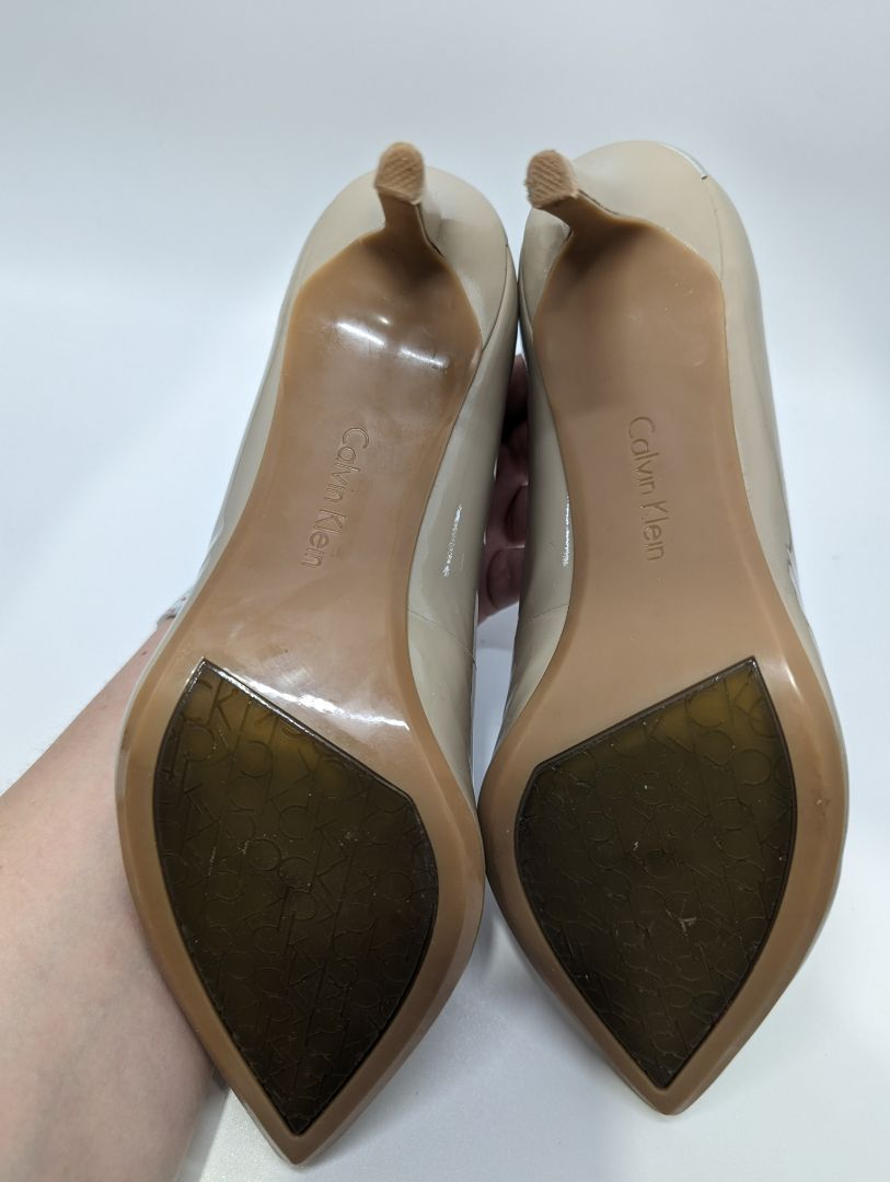 Calvin Klein Nude "Gayle" Patent Leather Heels