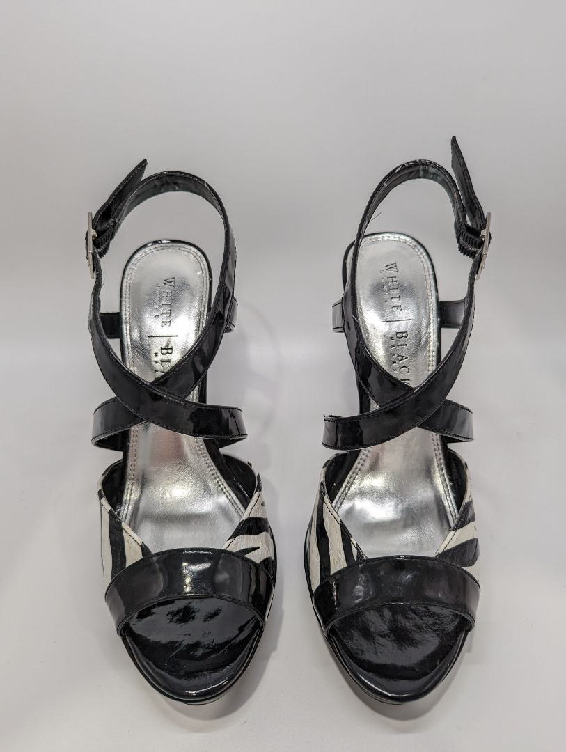 White House Black Market Black/White "Jane" Zebra Heels