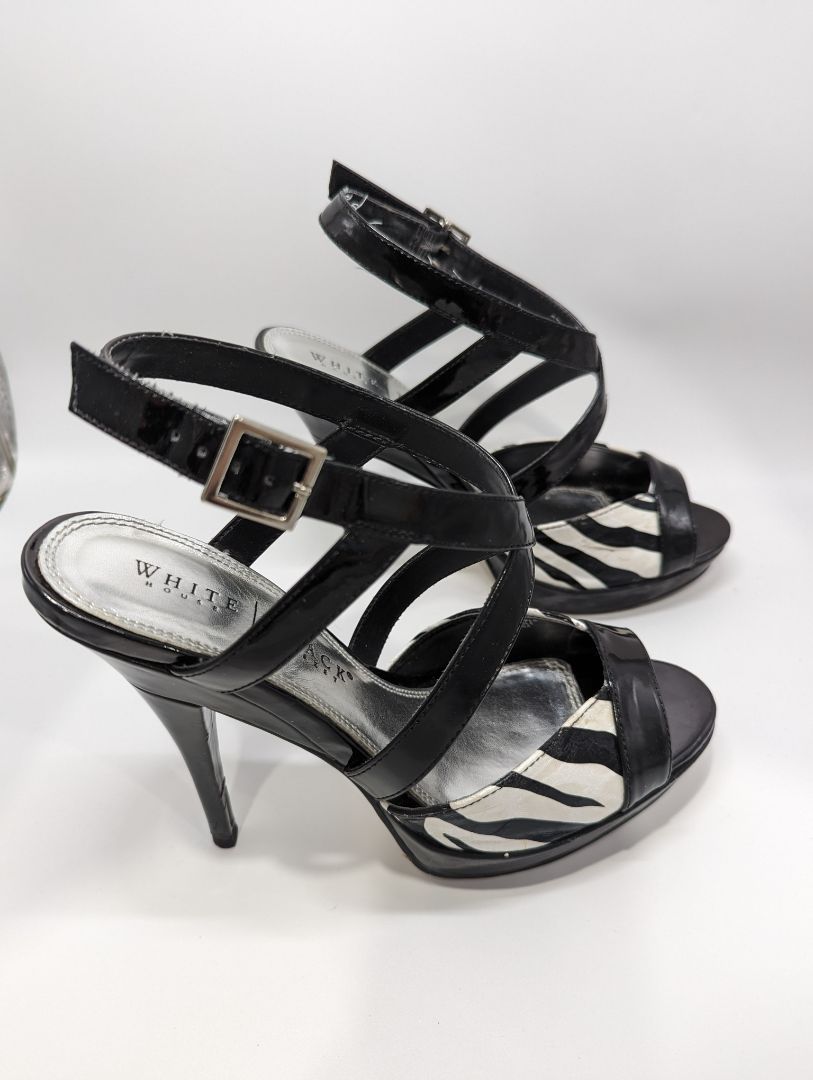 White House Black Market Black/White "Jane" Zebra Heels