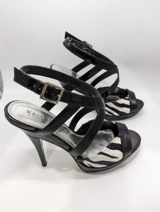 White House Black Market Black/White "Jane" Zebra Heels