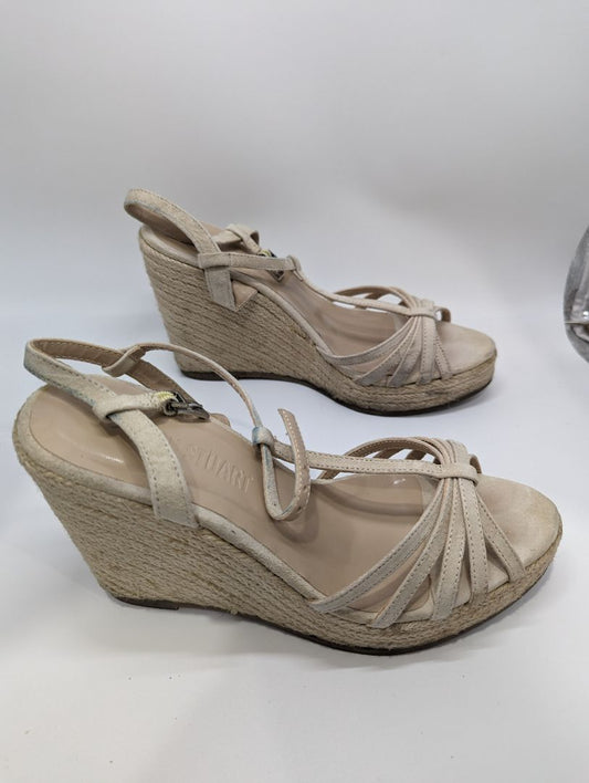 Colin Stuart Light Beige Strappy Wedges