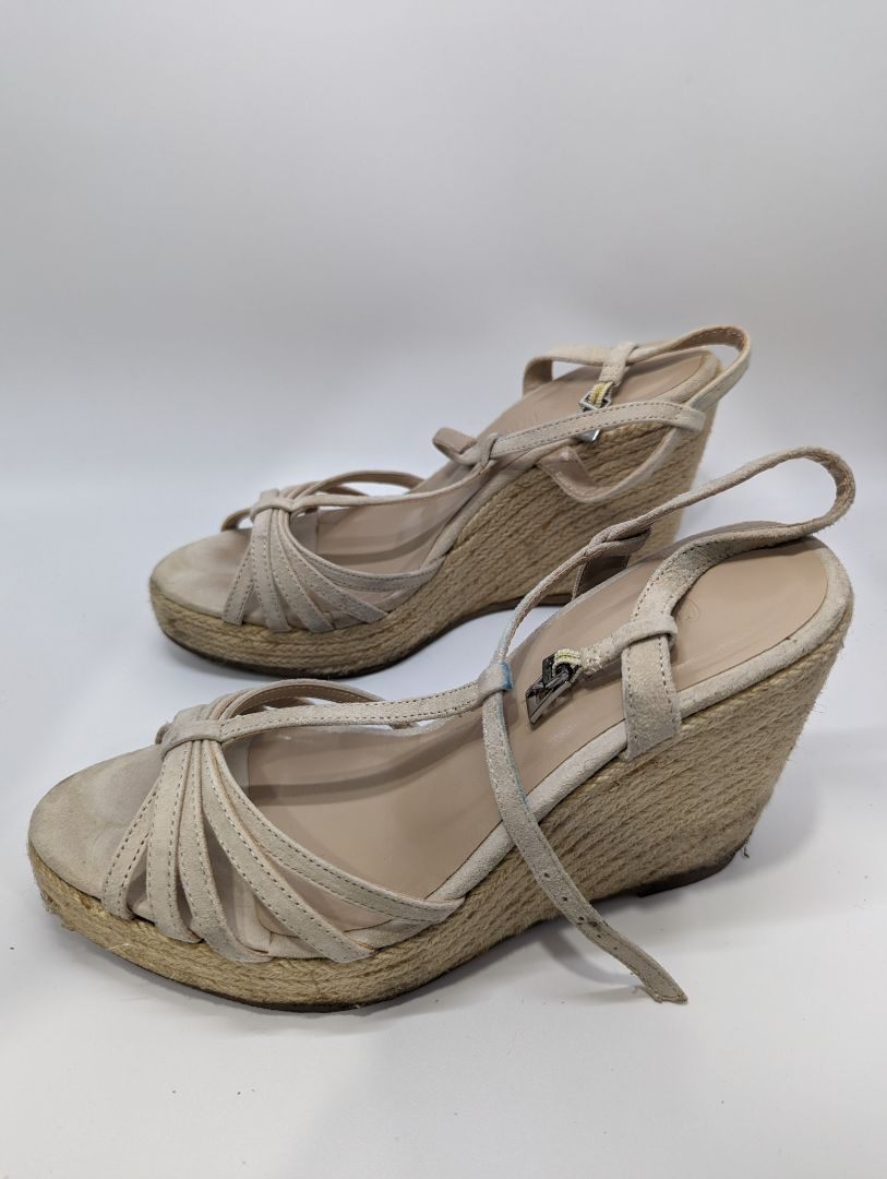 Colin Stuart Light Beige Strappy Wedges