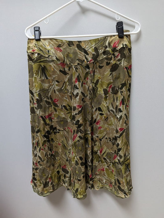 Jones New York Collection Green Floral Midi Skirt