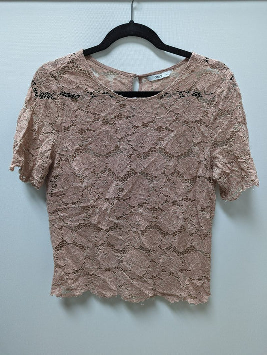 ONLY Light Pink Sheer Lace Blouse