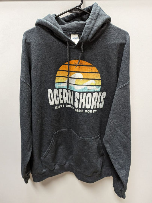 Gildan Grey "Ocean Shores" Graphic Hoodie