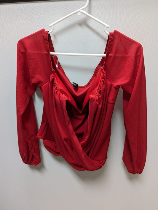 Windsor Red V-Neck Cropped Blouse