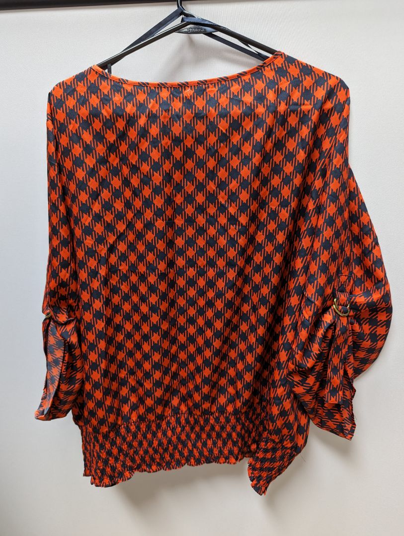 Michael Kors Vermillion/Black Patterned Blouse