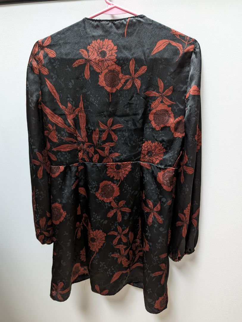 Zara Black/Red Floral Button Up Dress