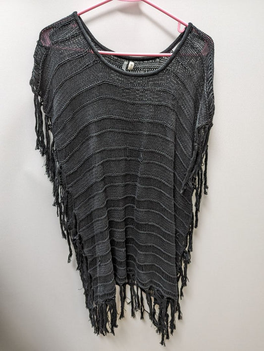 Rip Curl Black Macrame Cover Up Poncho