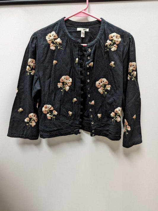 Amuse Society Black Floral Embroidered Jacket