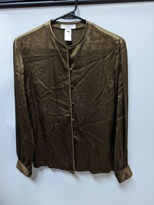 Jones New York Dark Green Button Up Blouse