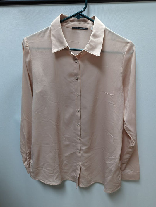 Tahari Light Pink Sheer Button Up Blouse