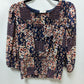 EMBER Navy/Pink Floral Ruched Blouse