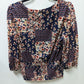 EMBER Navy/Pink Floral Ruched Blouse