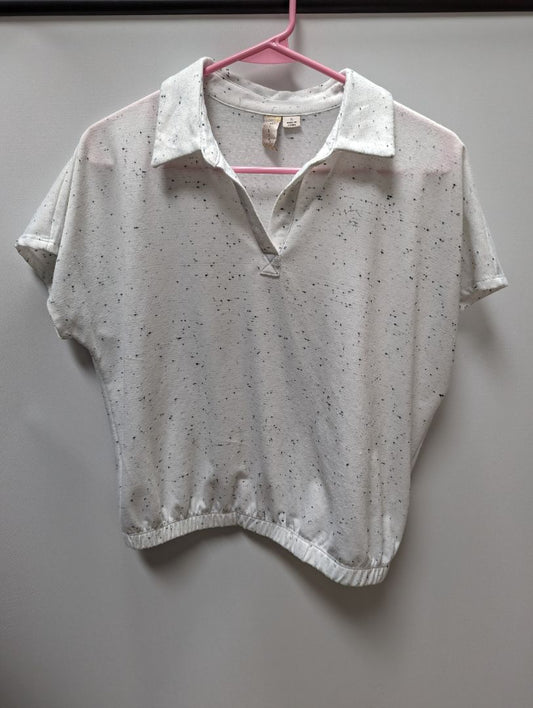 Misia White Speckled Elastic Waist Tee