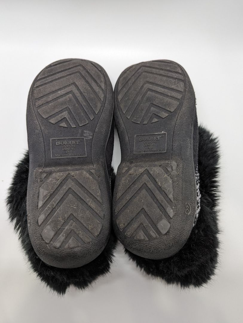 isotoner Black Faux Fur Suede Slipper Boots