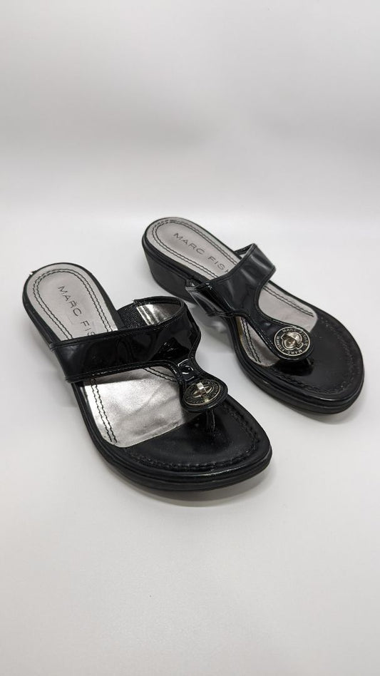 Marc Fisher Black Thong Sandals