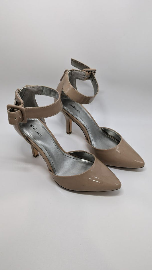 Style & Co Beige Ankle Strap Heels