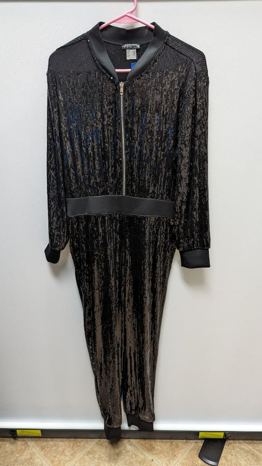 Venus Black Sequin Jumpsuit