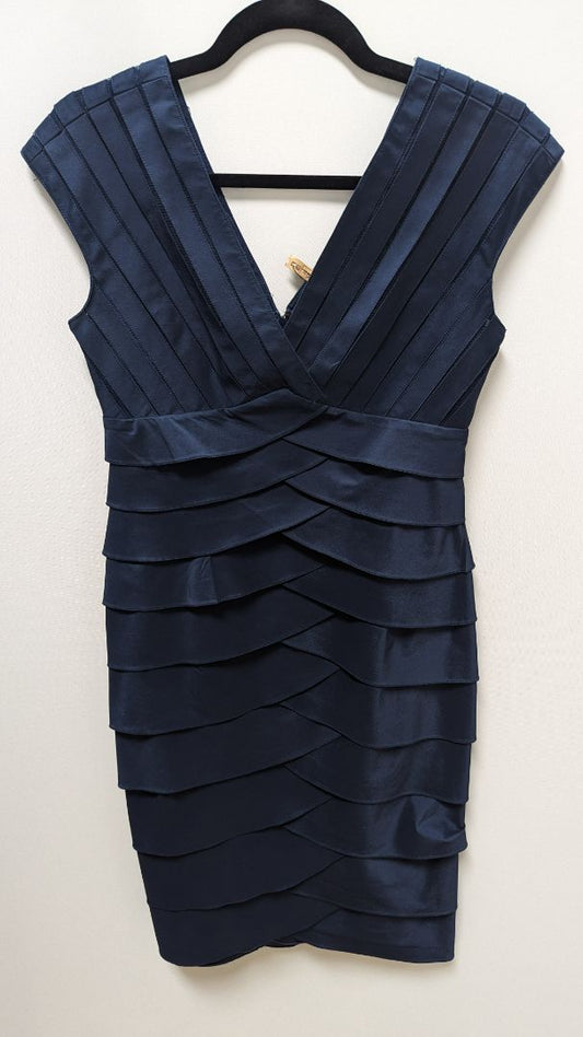 Navy V-Neck Peplum Dress