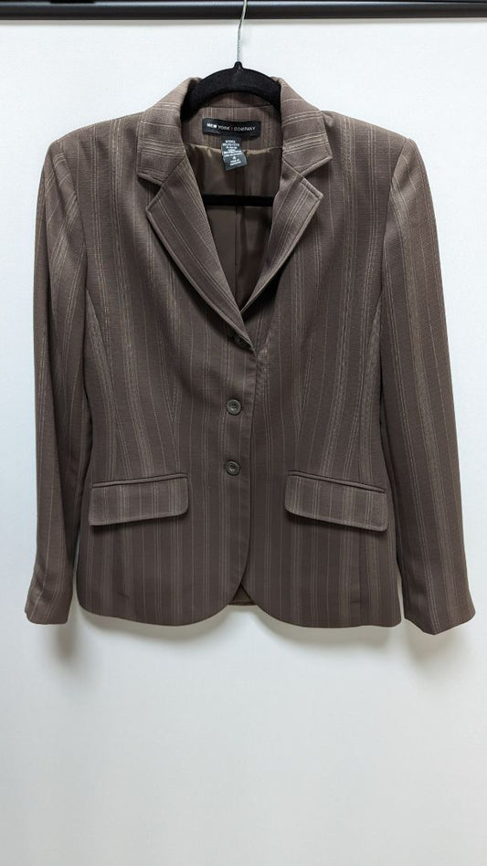 New York & Company Brown Striped Blazer