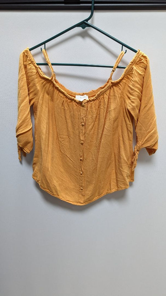 Becaa Orange Cold Shoulder Cropped Blouse