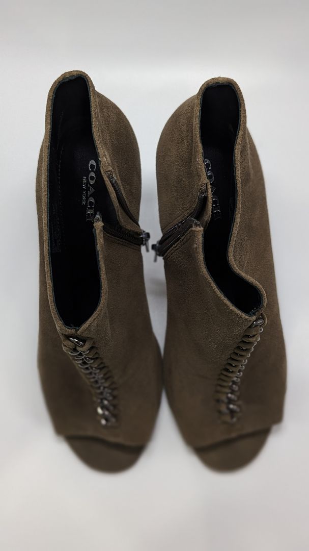 Coach Green Suede Olie Bootie Heels