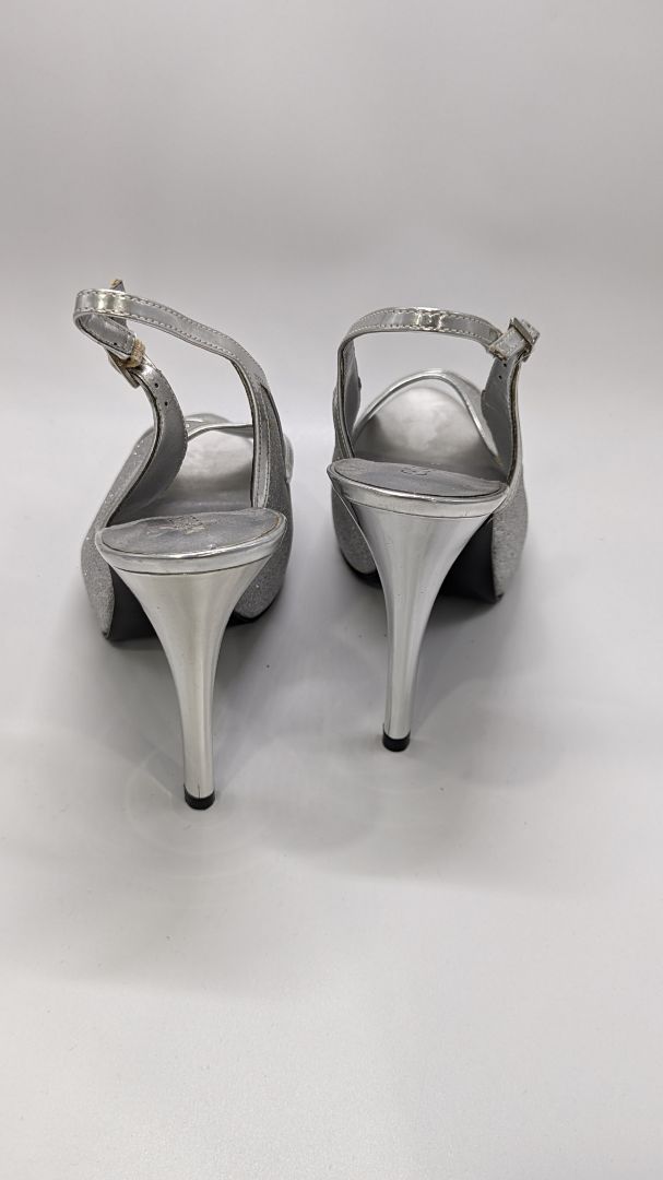 Guess Silver Glitter Sling Heels