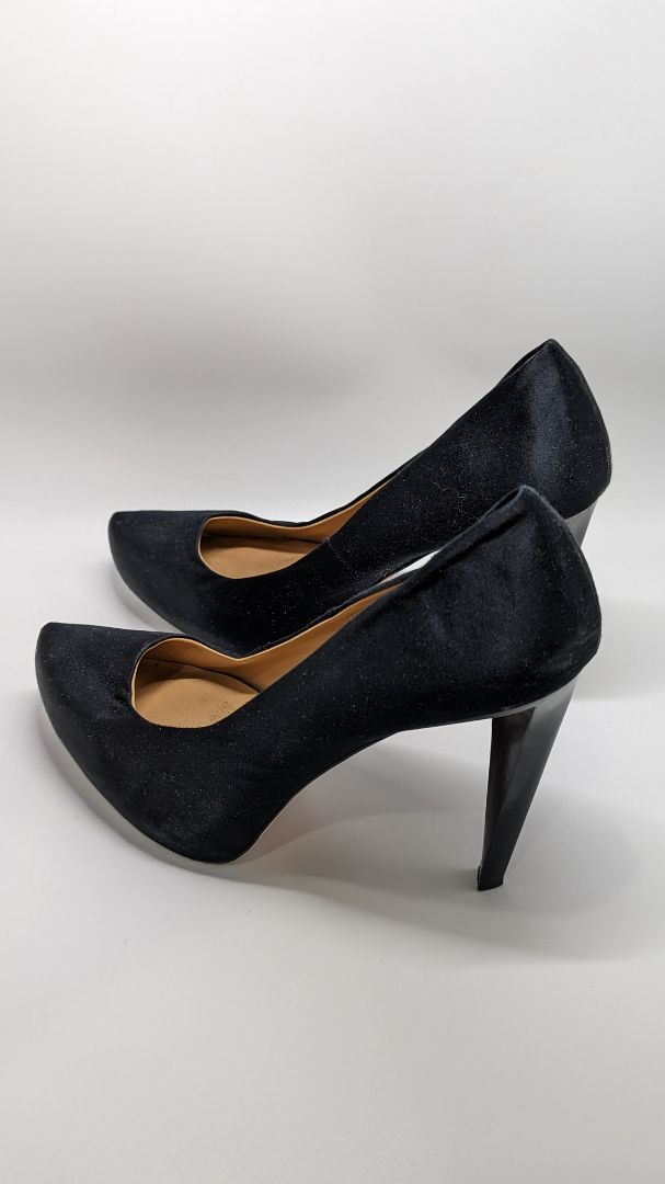 BCBGMAXAZRIA Black Satin Heels