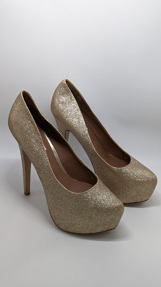 Steve Madden Gold Glitter Platform Heels