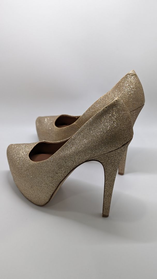 Steve Madden Gold Glitter Platform Heels