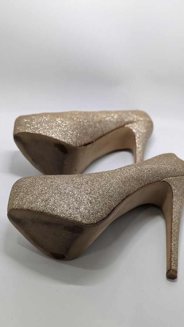 Steve Madden Gold Glitter Platform Heels