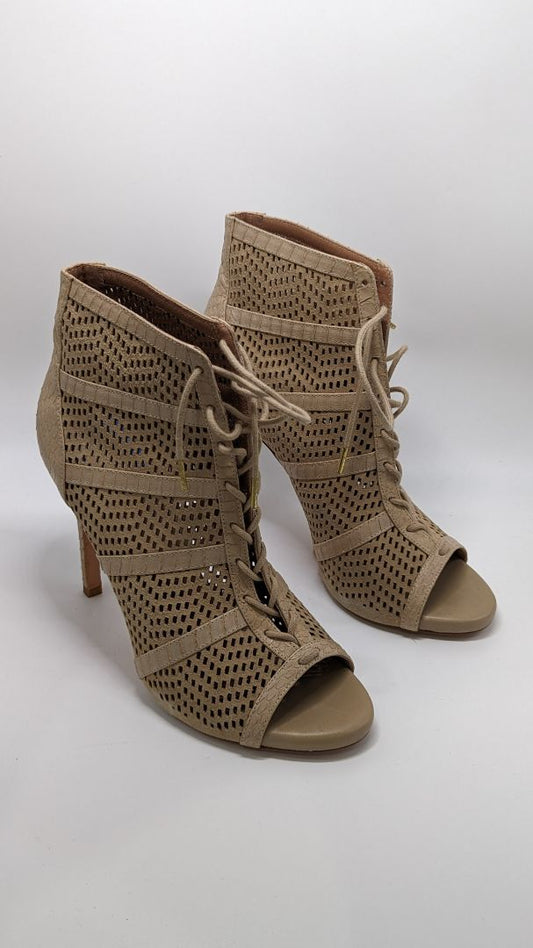 Joie Light Tan Open Toe Lace Up Heels