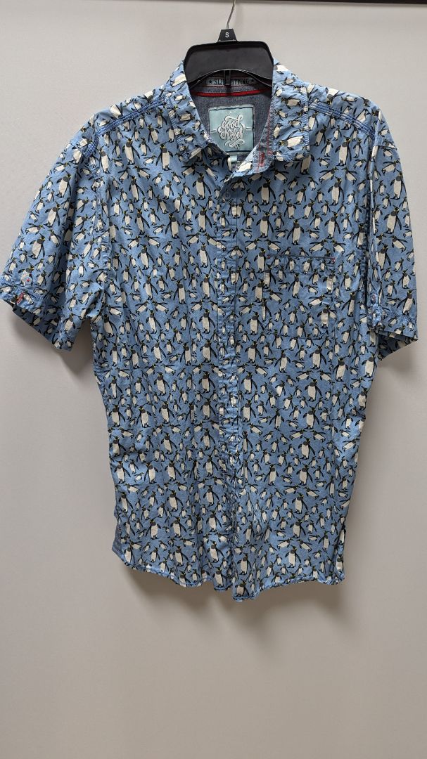 Good Vibes by Drill Light Blue Penguin Button Up Shirt