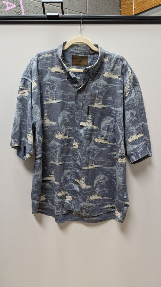 North River Grey Boat Patterned Button Up Shirt