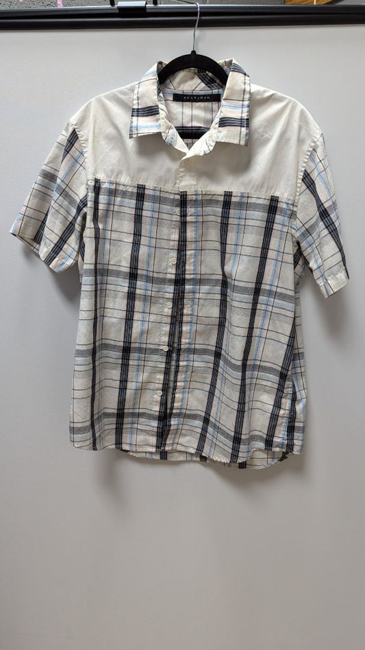 Sean John Off-White Plaid Button Up Shirt