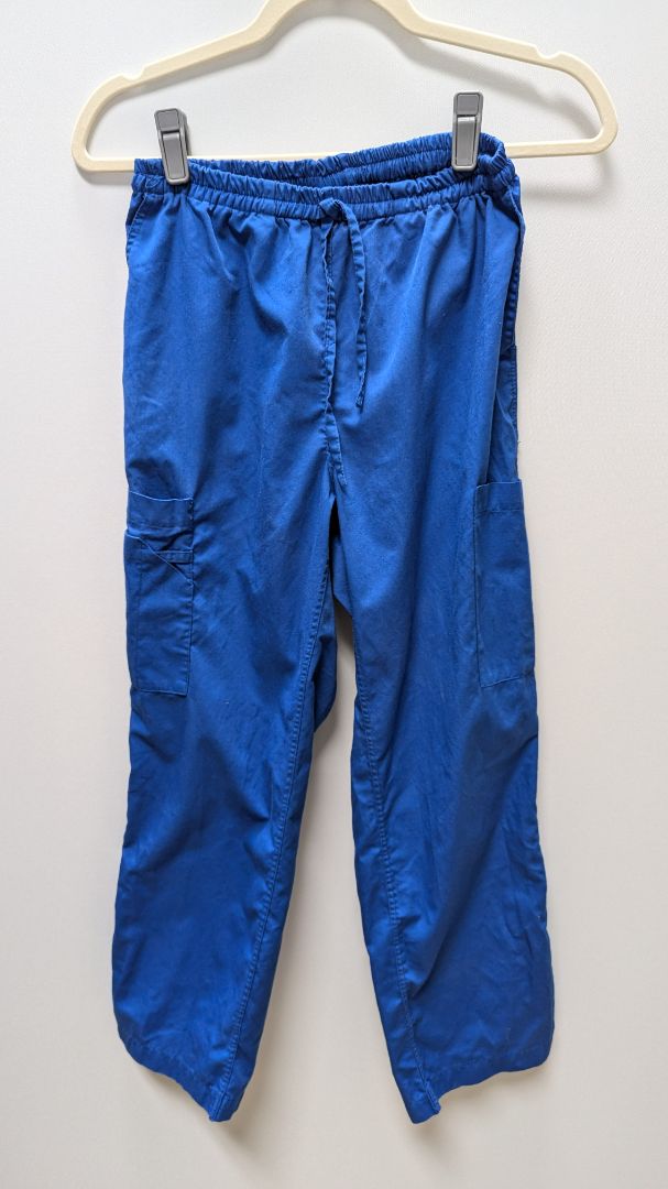 Blue Drawstring Straight Scrub Pants