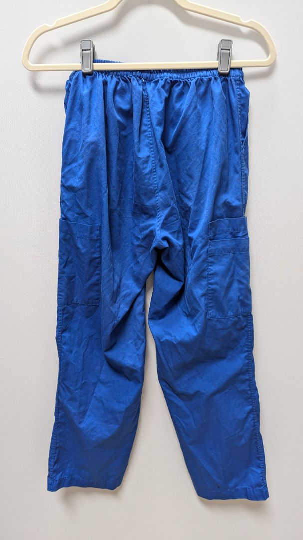 Blue Drawstring Straight Scrub Pants